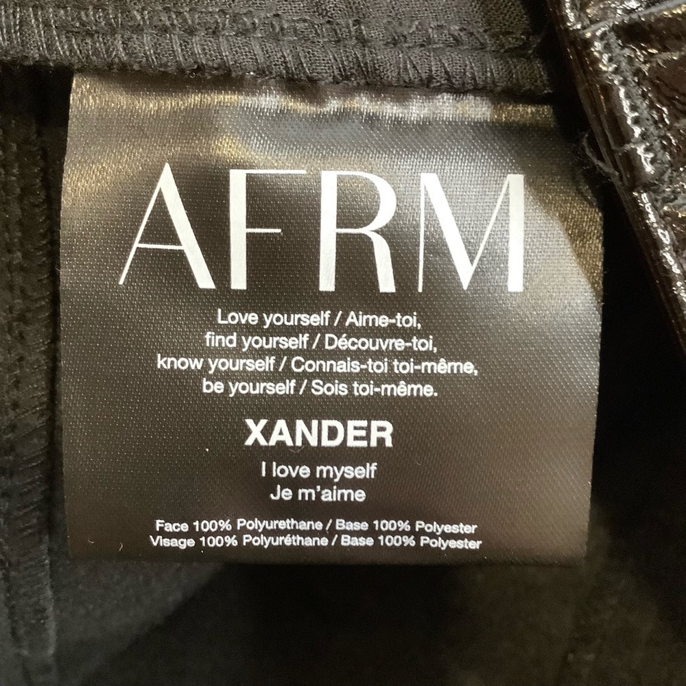 AFRM Xander Black Faux Leather Wide Leg Pants High Waist Shiny 30 NWT - Picture 11 of 13